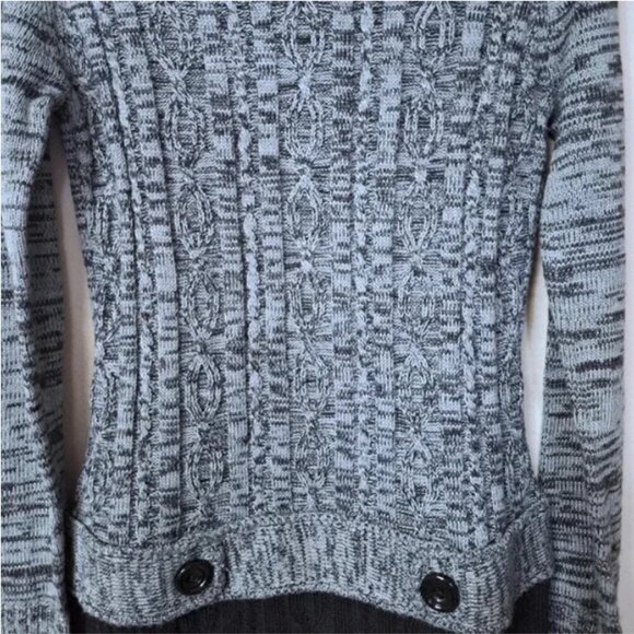 IZ Byer Knitted Turtleneck Drop-Waist Sweater Dress Gray Black - Picture 3 of 10